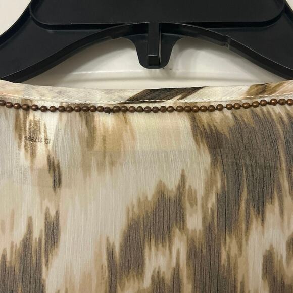 Chico’s Sheer Metal Embellishment Longline Split Sleeve Tunic Top Size 2 Large - Picture 12 of 13